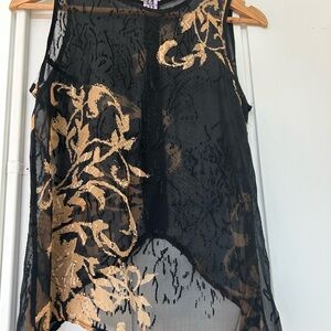 Silky Sheer Black and Gold Top (Brand N/A)